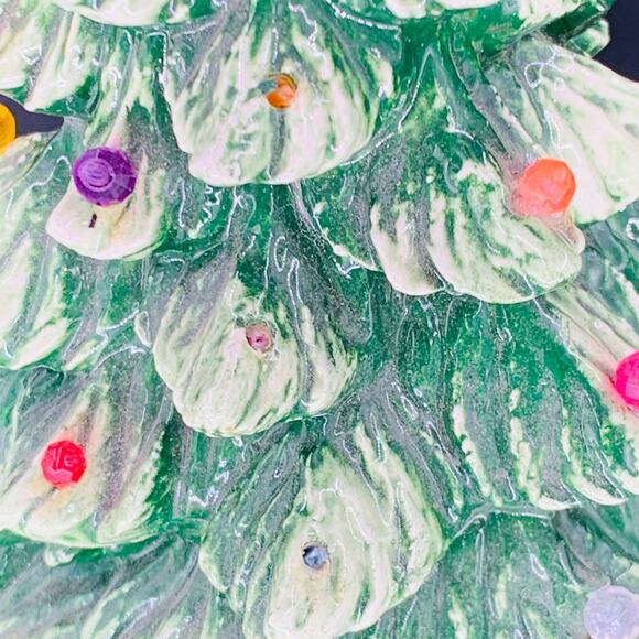 Ceramic Christmas Tree 8" Christmas Village Small Multicolored Lights Imperfect - Picture 5 of 7